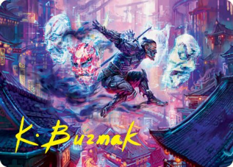 Thousand-Faced Shadow Art Card (Gold-Stamped Signature) [Kamigawa: Neon Dynasty Art Series] | Impulse Games and Hobbies