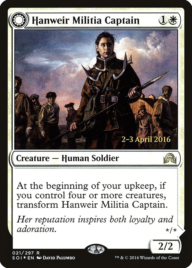 Hanweir Militia Captain // Westvale Cult Leader [Shadows over Innistrad Prerelease Promos] | Impulse Games and Hobbies