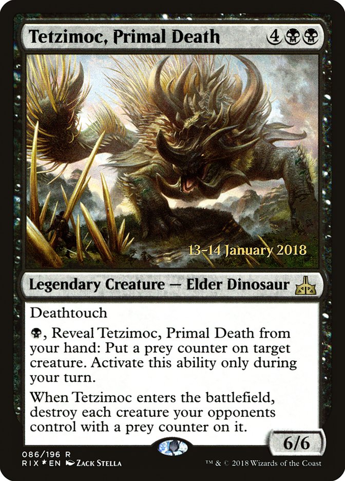 Tetzimoc, Primal Death [Rivals of Ixalan Prerelease Promos] | Impulse Games and Hobbies