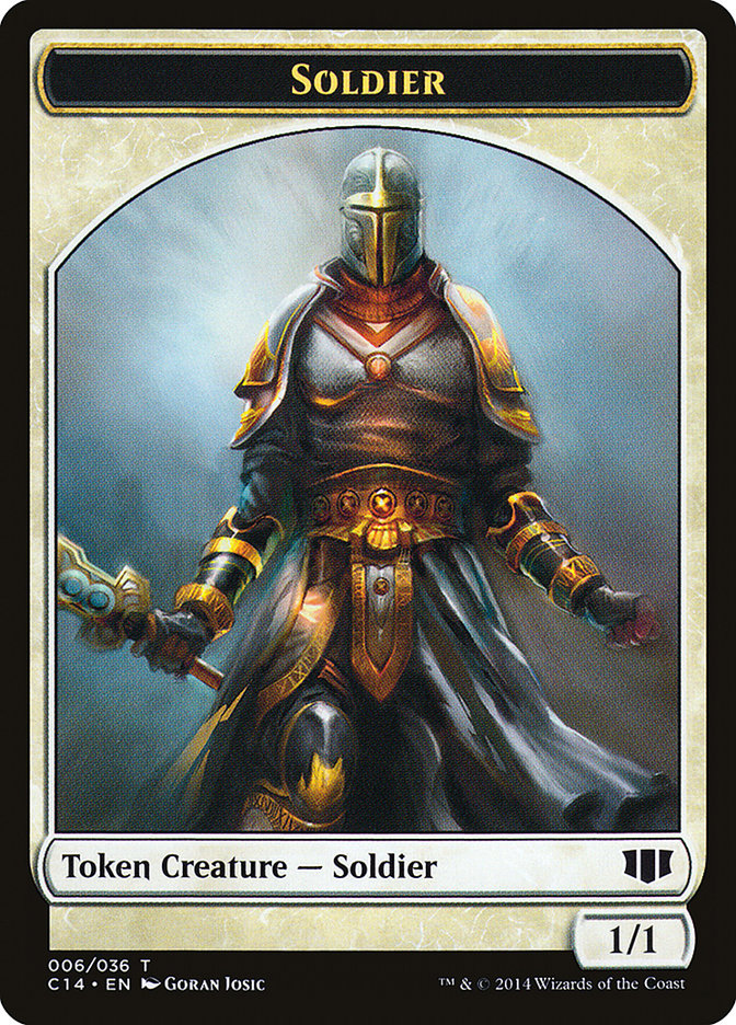 Soldier // Spirit Double-sided Token [Commander 2014 Tokens] | Impulse Games and Hobbies