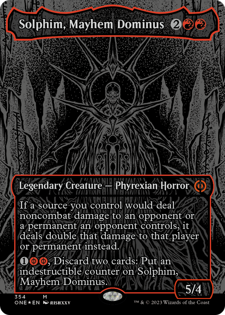 Solphim, Mayhem Dominus (Oil Slick Raised Foil) [Phyrexia: All Will Be One] | Impulse Games and Hobbies