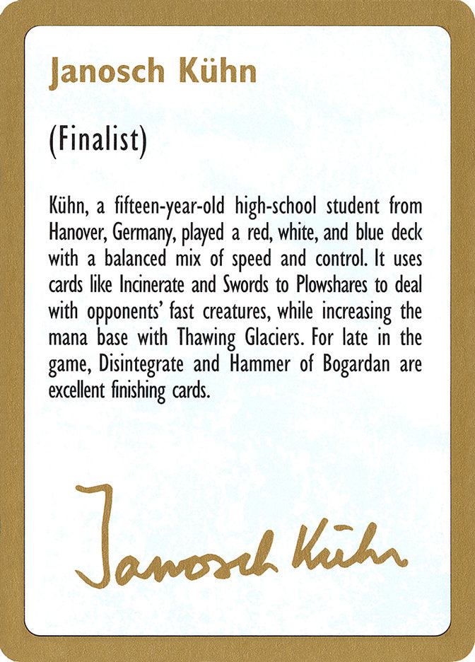 Janosch Kühn Bio [World Championship Decks 1997] | Impulse Games and Hobbies