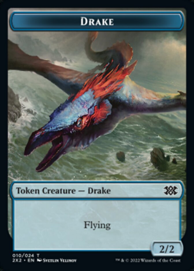 Drake // Aven Initiate Double-sided Token [Double Masters 2022 Tokens] | Impulse Games and Hobbies