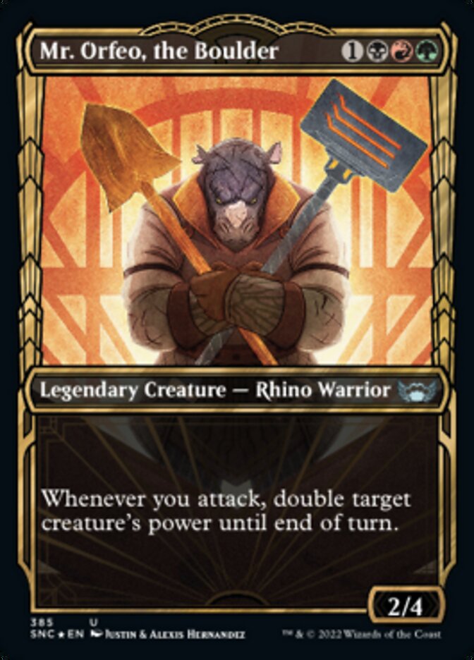 Mr. Orfeo, the Boulder (Showcase Golden Age Gilded Foil) [Streets of New Capenna] | Impulse Games and Hobbies