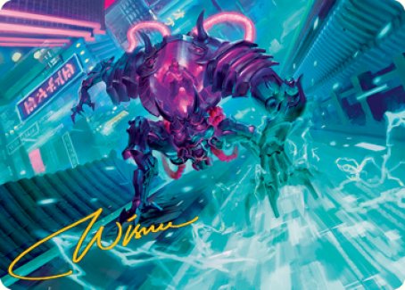 Surgehacker Mech Art Card (Gold-Stamped Signature) [Kamigawa: Neon Dynasty Art Series] | Impulse Games and Hobbies