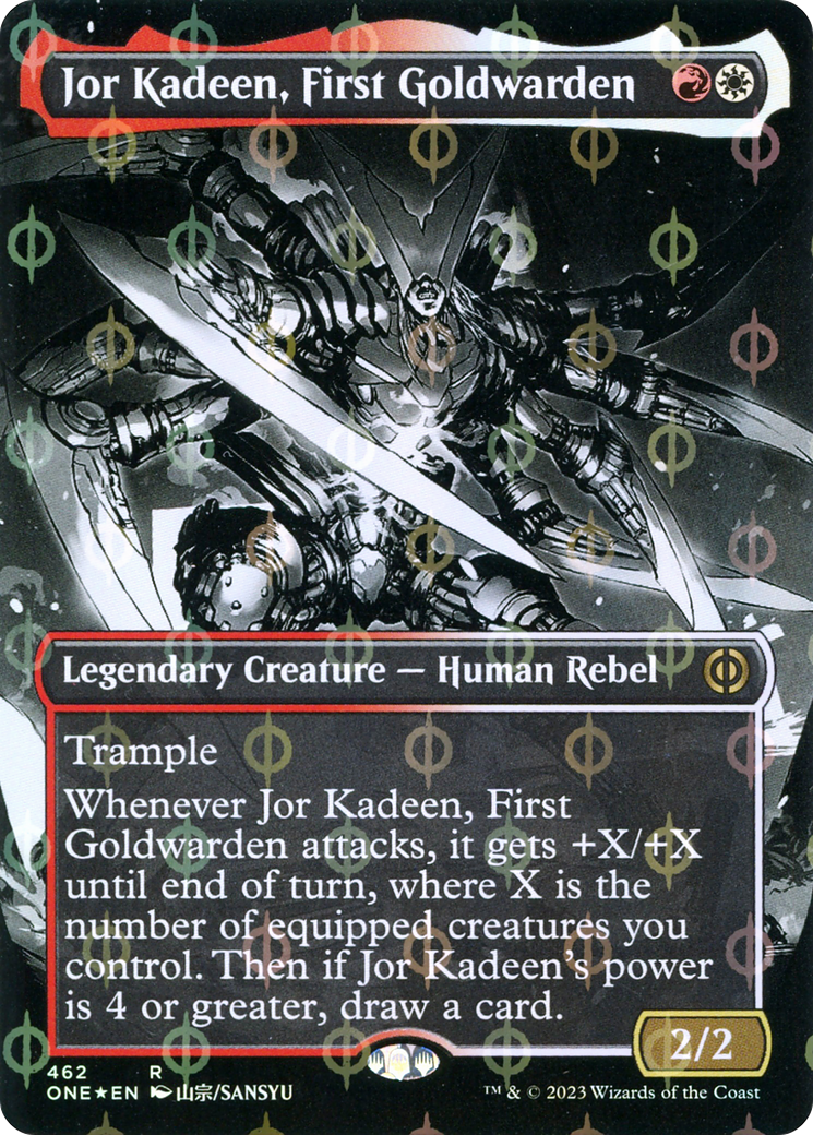 Jor Kadeen, First Goldwarden (Borderless Manga Step-and-Compleat Foil) [Phyrexia: All Will Be One] | Impulse Games and Hobbies