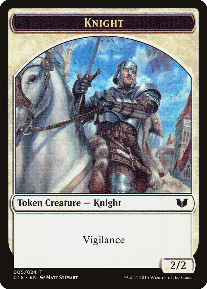 Gold // Knight (005) Double-Sided Token [Commander 2015 Tokens] | Impulse Games and Hobbies