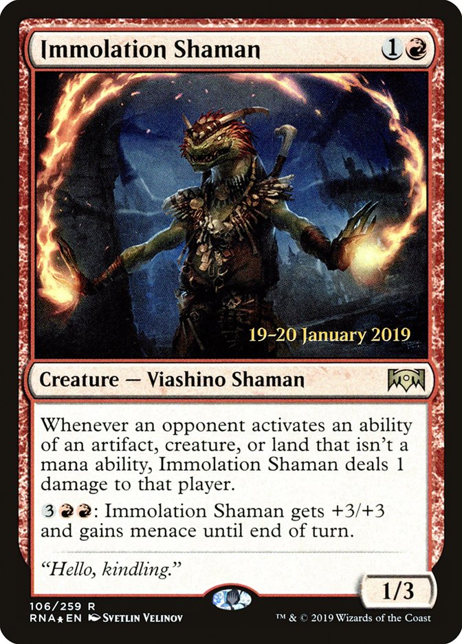 Immolation Shaman [Ravnica Allegiance Prerelease Promos] | Impulse Games and Hobbies