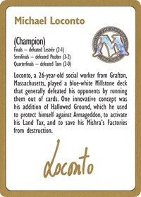 1996 Michael Loconto Biography Card [World Championship Decks] | Impulse Games and Hobbies