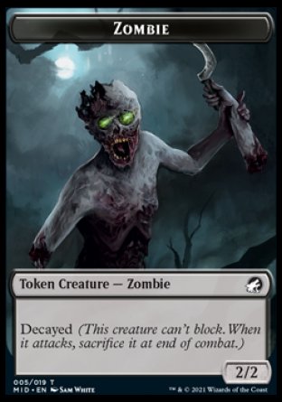 Zombie (005) // Teferi, Who Slows the Sunset Emblem Double-sided Token [Innistrad: Midnight Hunt Tokens] | Impulse Games and Hobbies