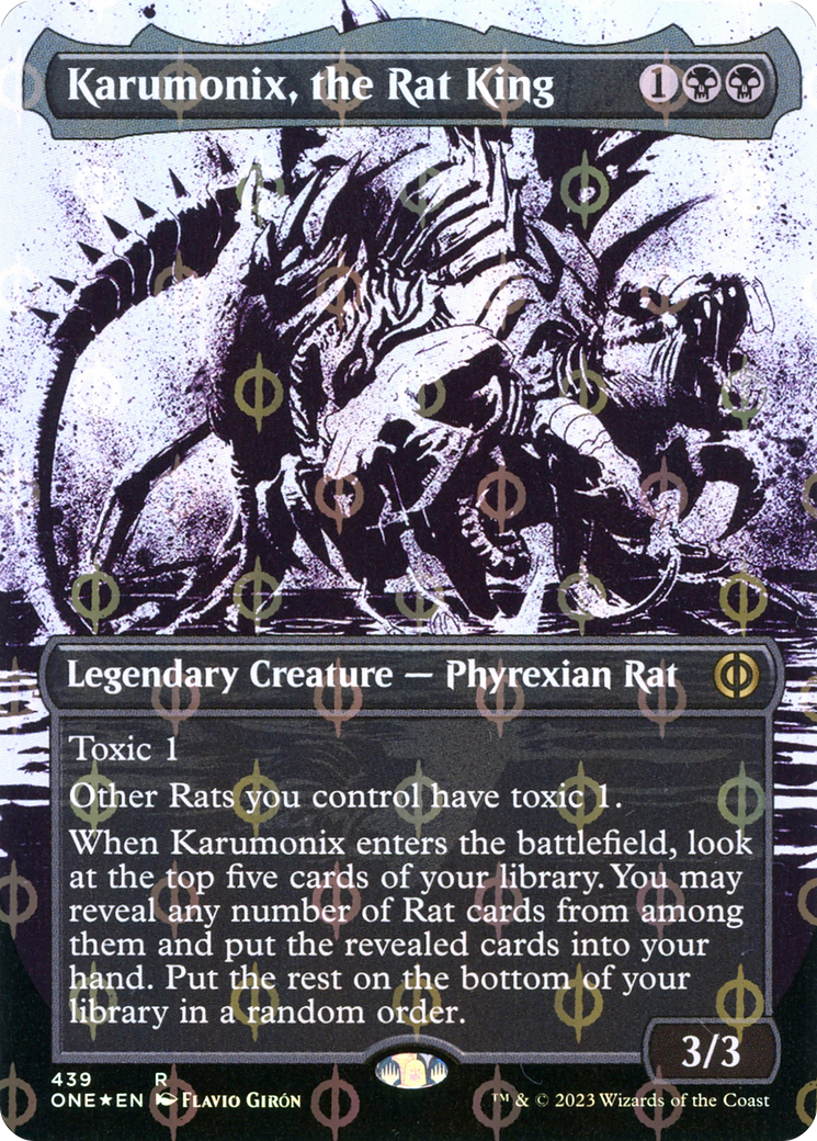 Karumonix, the Rat King (Borderless Ichor Step-and-Compleat Foil) [Phyrexia: All Will Be One] | Impulse Games and Hobbies