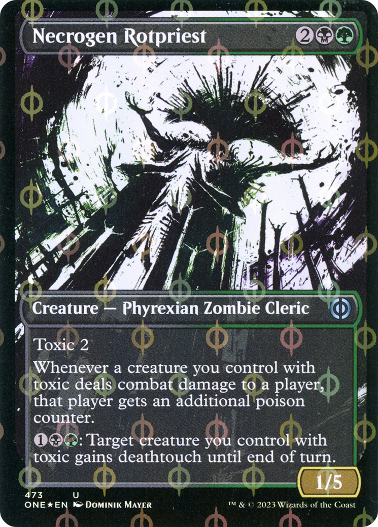 Necrogen Rotpriest (Borderless Ichor Step-and-Compleat Foil) [Phyrexia: All Will Be One] | Impulse Games and Hobbies