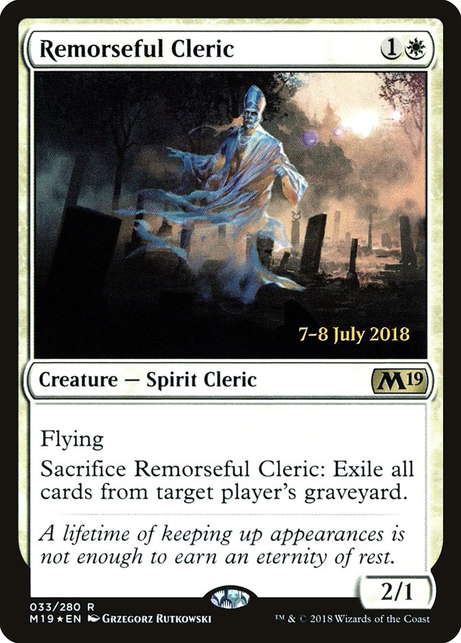 Remorseful Cleric [Core Set 2019 Prerelease Promos] | Impulse Games and Hobbies