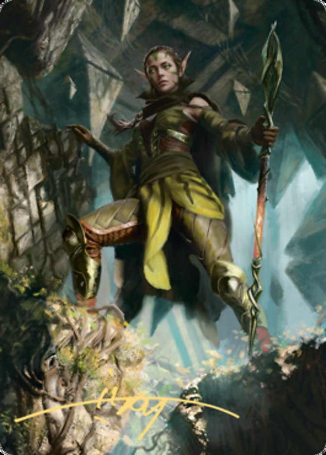 Nissa of Shadowed Boughs 1 Art Card (Gold-Stamped Signature) [Zendikar Rising Art Series] | Impulse Games and Hobbies