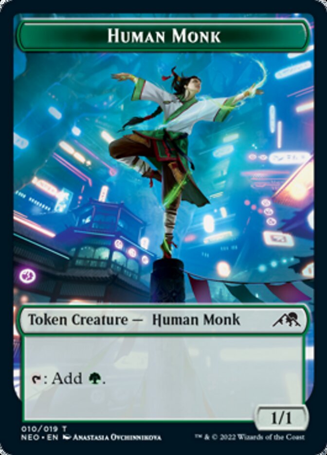 Spirit (002) // Human Monk Double-sided Token [Kamigawa: Neon Dynasty Tokens] | Impulse Games and Hobbies