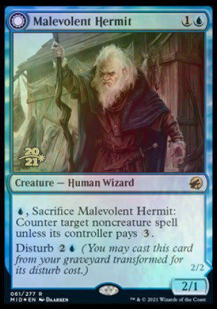 Malevolent Hermit // Benevolent Geist [Innistrad: Midnight Hunt Prerelease Promos] | Impulse Games and Hobbies