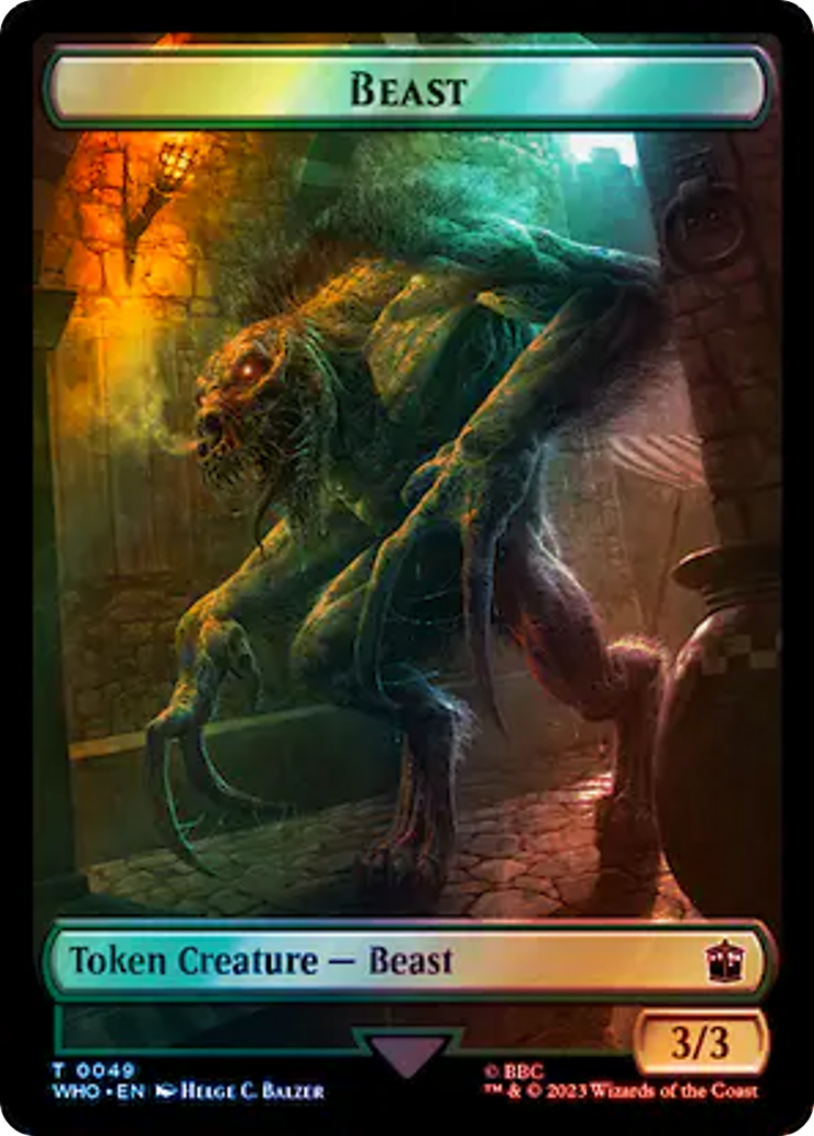 Soldier // Beast Double-Sided Token (Surge Foil) [Doctor Who Tokens] | Impulse Games and Hobbies