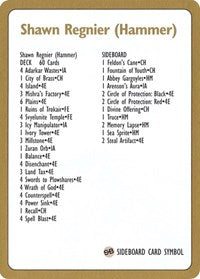 1996 Shawn "Hammer" Regnier Decklist Card [World Championship Decks] | Impulse Games and Hobbies