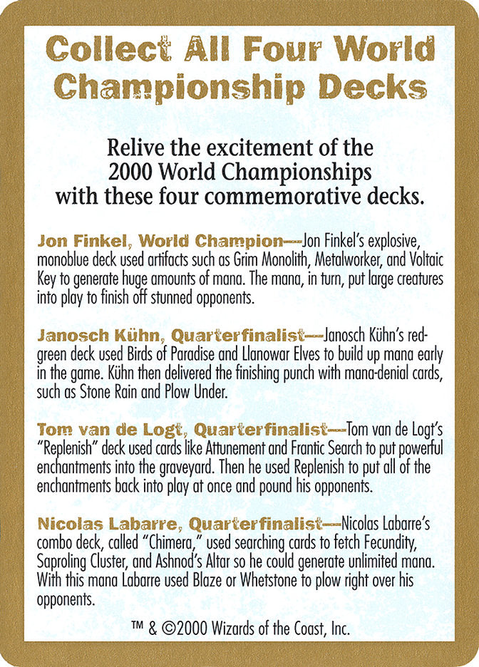 2000 World Championships Ad [World Championship Decks 2000] | Impulse Games and Hobbies