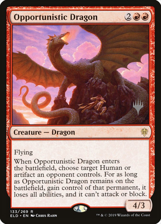 Opportunistic Dragon (Promo Pack) [Throne of Eldraine Promos] | Impulse Games and Hobbies