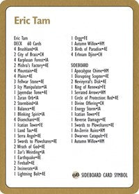 1996 Eric Tam Decklist Card [World Championship Decks] | Impulse Games and Hobbies