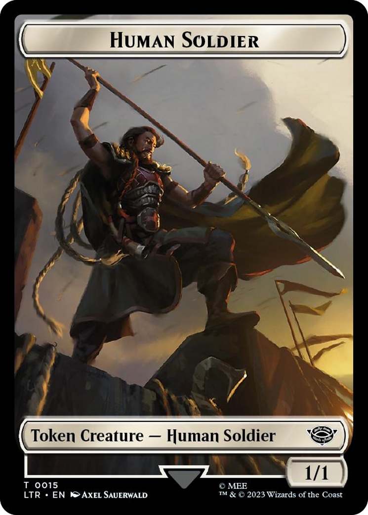 Human Soldier (0015) // Food (0022) Double-Sided Token (Surge Foil) [The Lord of the Rings: Tales of Middle-Earth Tokens] | Impulse Games and Hobbies