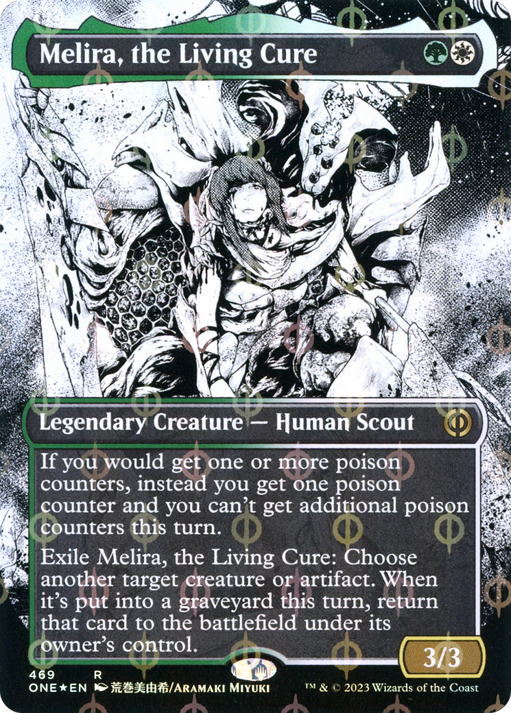 Melira, the Living Cure (Borderless Manga Step-and-Compleat Foil) [Phyrexia: All Will Be One] | Impulse Games and Hobbies