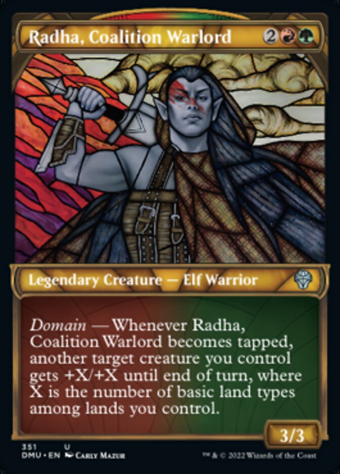 Radha, Coalition Warlord (Showcase Textured) [Dominaria United] | Impulse Games and Hobbies