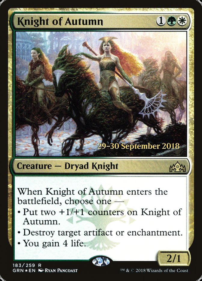 Knight of Autumn [Guilds of Ravnica Prerelease Promos] | Impulse Games and Hobbies