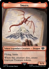 Smaug // Food (0022) Double-Sided Token (Surge Foil) [The Lord of the Rings: Tales of Middle-Earth Tokens] | Impulse Games and Hobbies