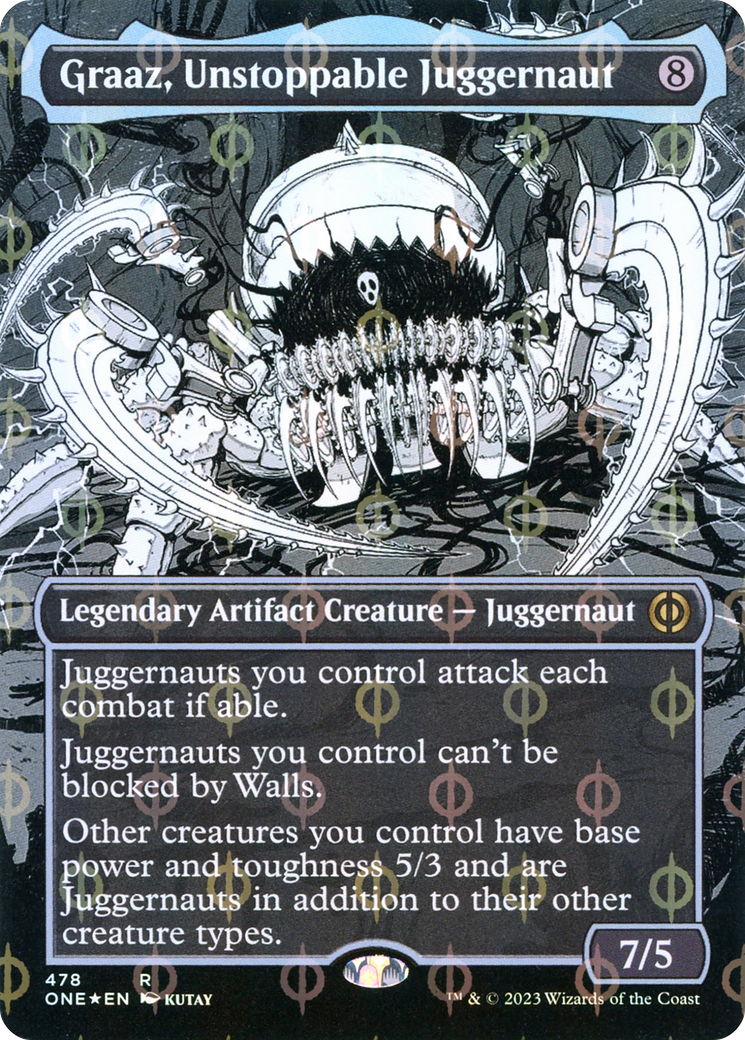 Graaz, Unstoppable Juggernaut (Borderless Manga Step-and-Compleat Foil) [Phyrexia: All Will Be One] | Impulse Games and Hobbies