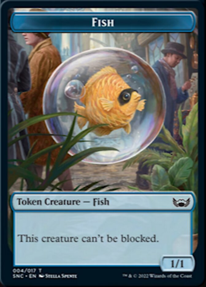 Fish // Rhino Warrior Double-sided Token [Streets of New Capenna Tokens] | Impulse Games and Hobbies