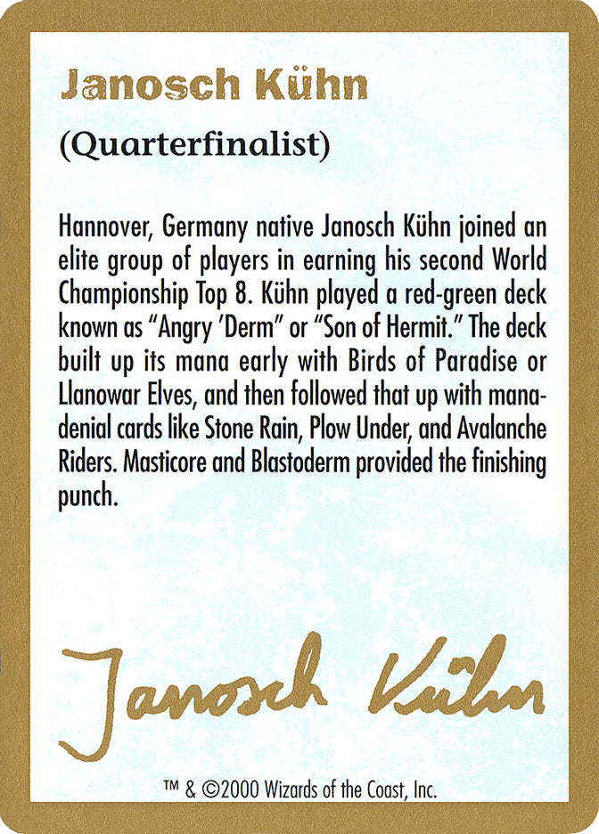 Janosch Kühn Bio (2000) [World Championship Decks 2000] | Impulse Games and Hobbies