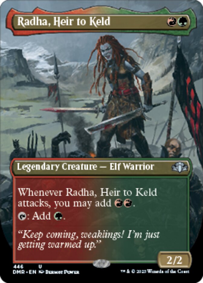 Radha, Heir to Keld (Borderless Alternate Art) [Dominaria Remastered] | Impulse Games and Hobbies