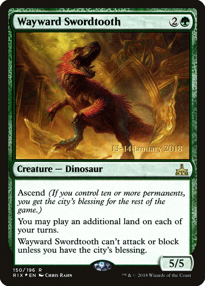 Wayward Swordtooth [Rivals of Ixalan Prerelease Promos] | Impulse Games and Hobbies