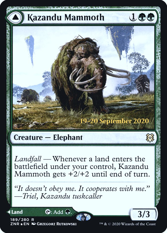 Kazandu Mammoth // Kazandu Valley  [Zendikar Rising Prerelease Promos] | Impulse Games and Hobbies