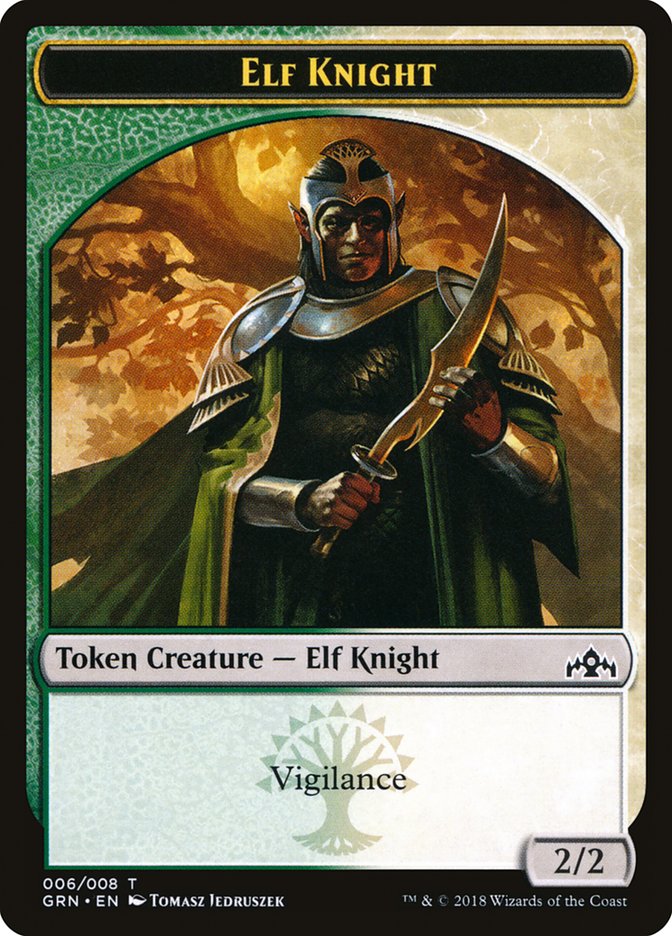 Elf Knight Token [Guilds of Ravnica Tokens] | Impulse Games and Hobbies