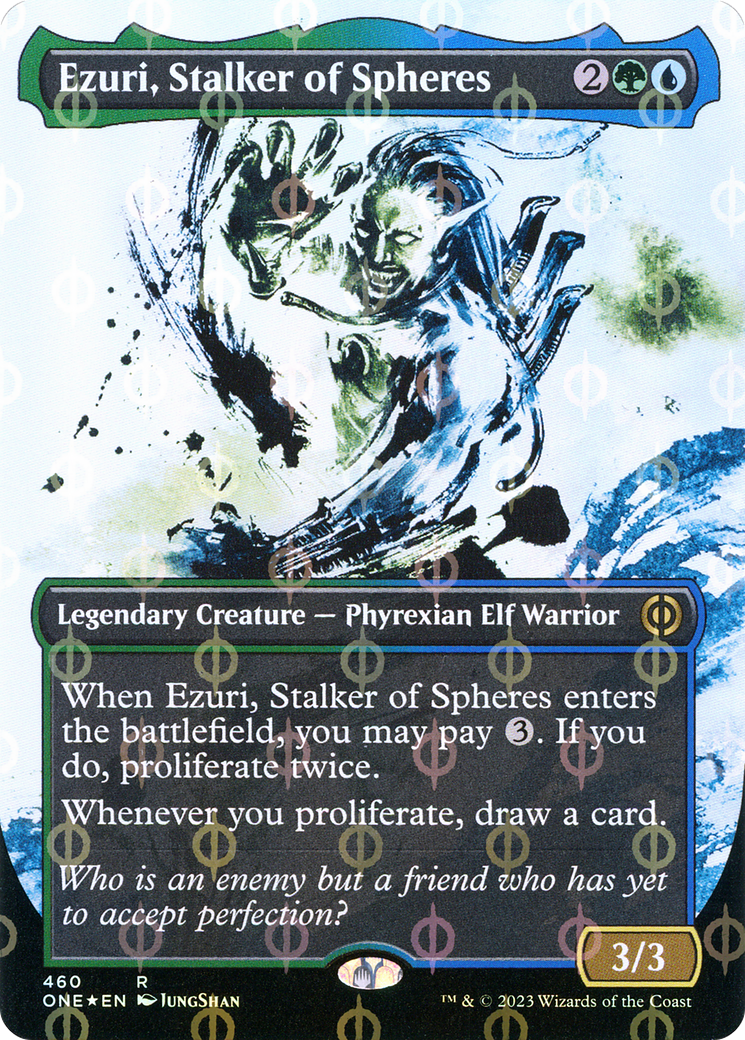 Ezuri, Stalker of Spheres (Borderless Ichor Step-and-Compleat Foil) [Phyrexia: All Will Be One] | Impulse Games and Hobbies