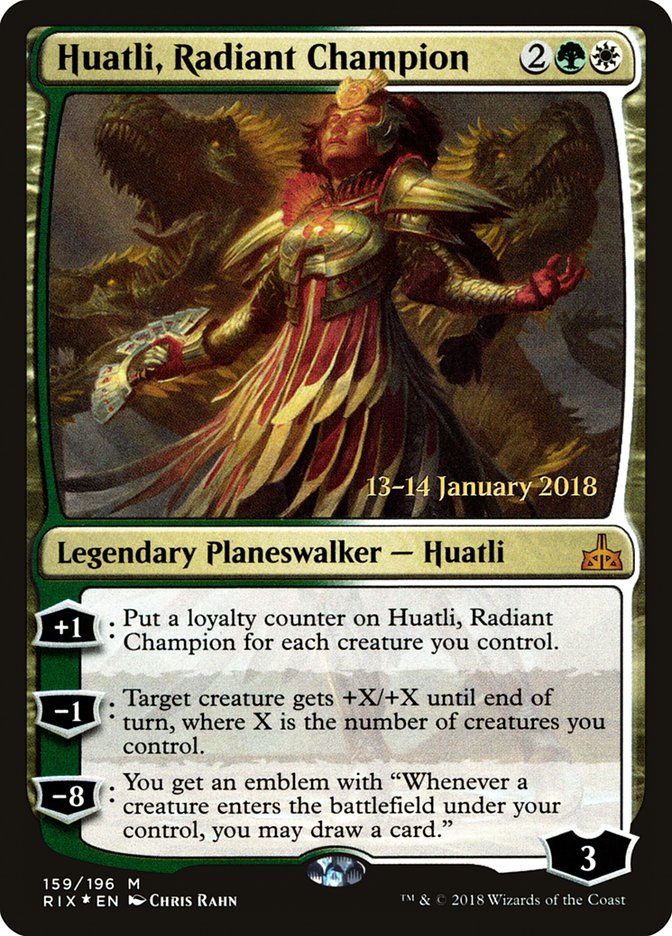 Huatli, Radiant Champion [Rivals of Ixalan Prerelease Promos] | Impulse Games and Hobbies