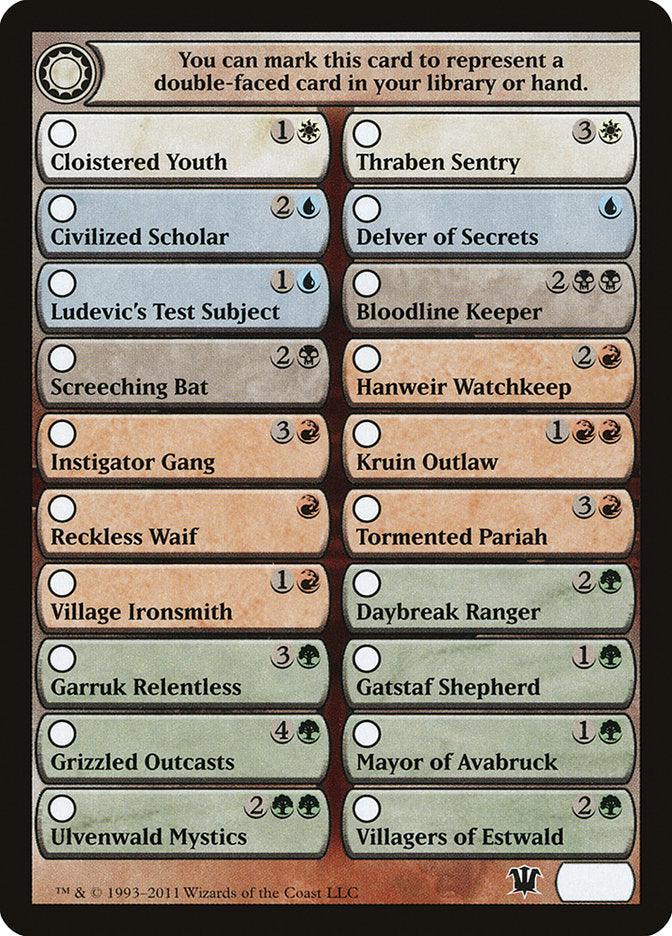 Innistrad Checklist [Innistrad Tokens] | Impulse Games and Hobbies