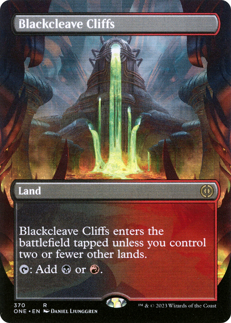 Blackcleave Cliffs (Borderless Alternate Art) [Phyrexia: All Will Be One] | Impulse Games and Hobbies