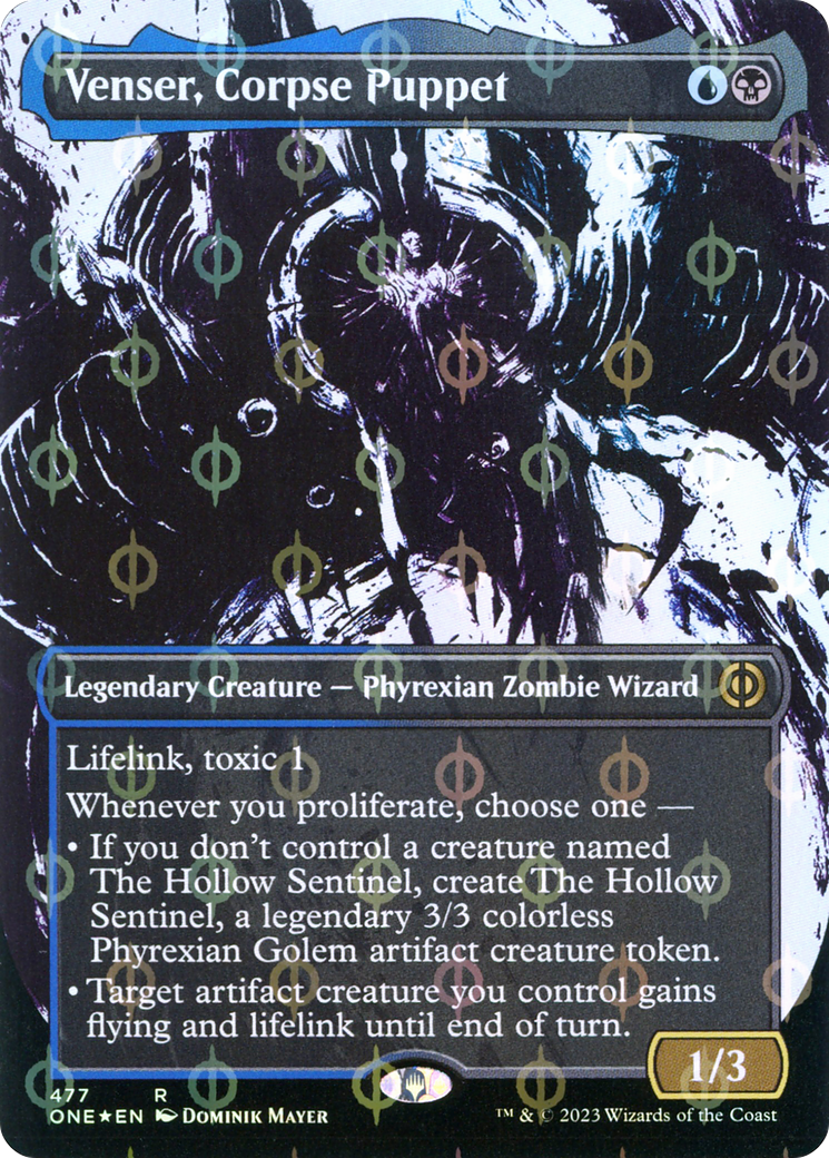 Venser, Corpse Puppet (Borderless Ichor Step-and-Compleat Foil) [Phyrexia: All Will Be One] | Impulse Games and Hobbies