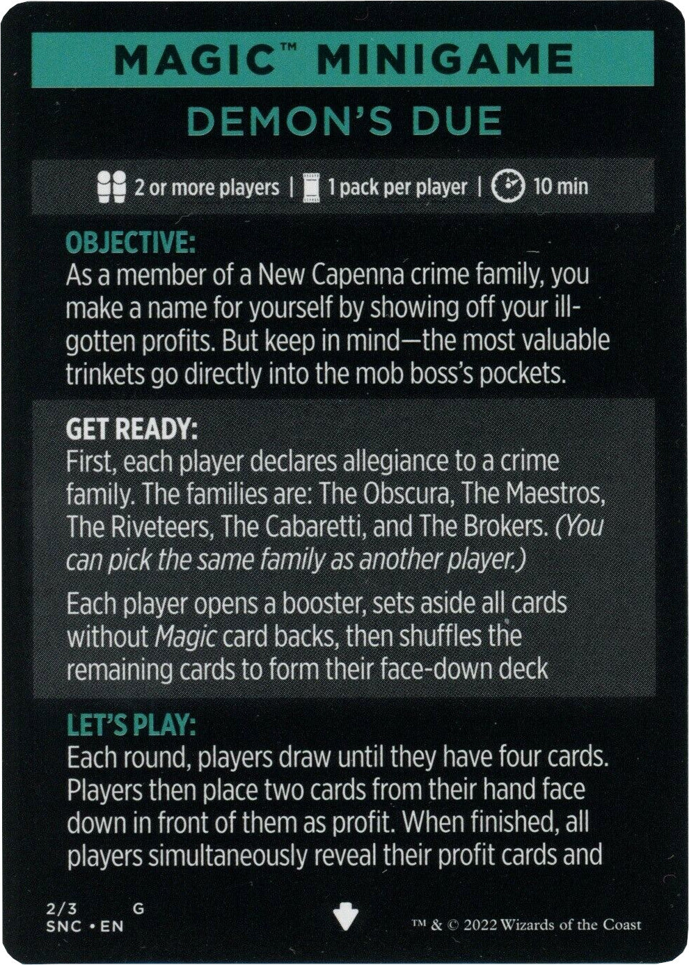 Demon's Due (Magic Minigame) [Streets of New Capenna Minigame] | Impulse Games and Hobbies