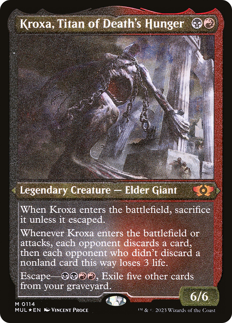 Kroxa, Titan of Death's Hunger (Foil Etched) [Multiverse Legends] | Impulse Games and Hobbies