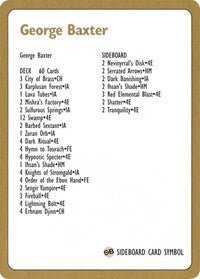 1996 George Baxter Decklist Card [World Championship Decks] | Impulse Games and Hobbies
