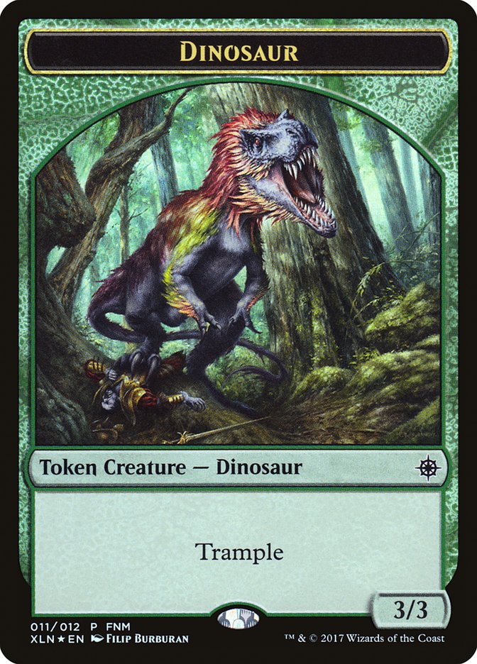 Dinosaur // Treasure Double-Sided Token [Friday Night Magic 2017] | Impulse Games and Hobbies