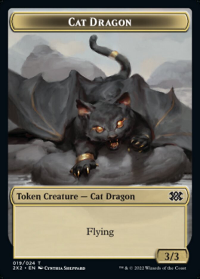 Cat Dragon // Vampire Double-sided Token [Double Masters 2022 Tokens] | Impulse Games and Hobbies