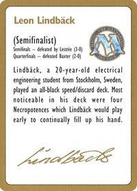 1996 Leon Lindback Biography Card [World Championship Decks] | Impulse Games and Hobbies