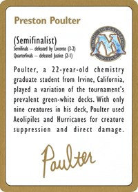 1996 Preston Poulter Biography Card [World Championship Decks] | Impulse Games and Hobbies
