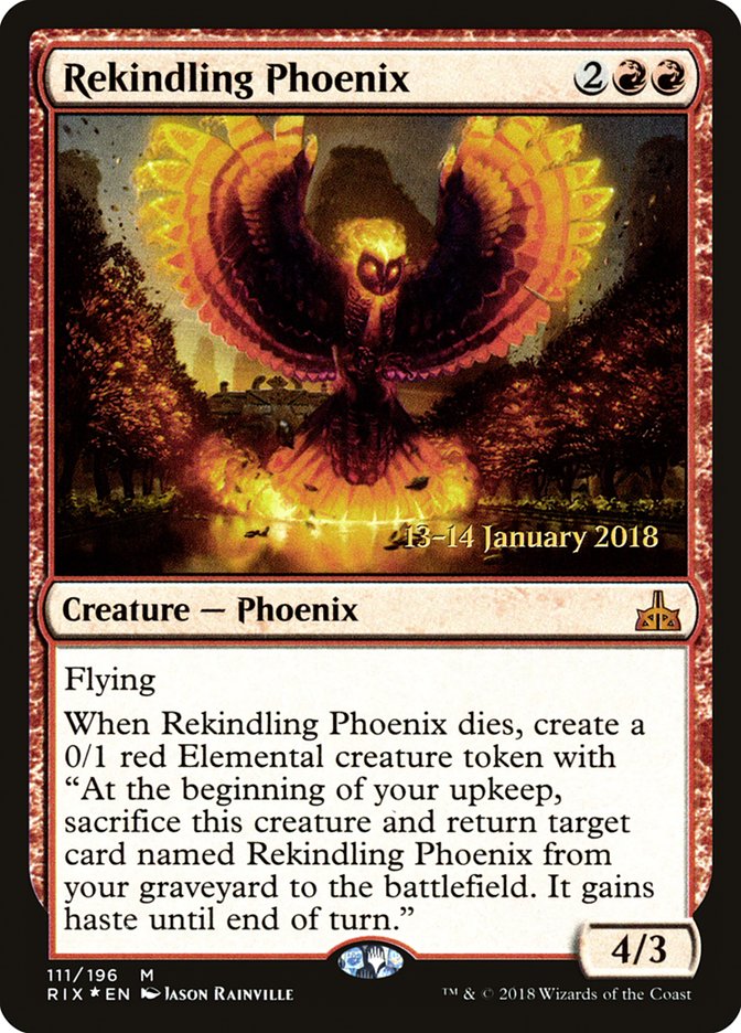 Rekindling Phoenix [Rivals of Ixalan Prerelease Promos] | Impulse Games and Hobbies